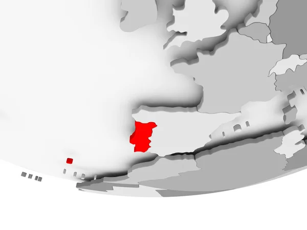 Carte du Portugal sur le globe politique gris — Photo