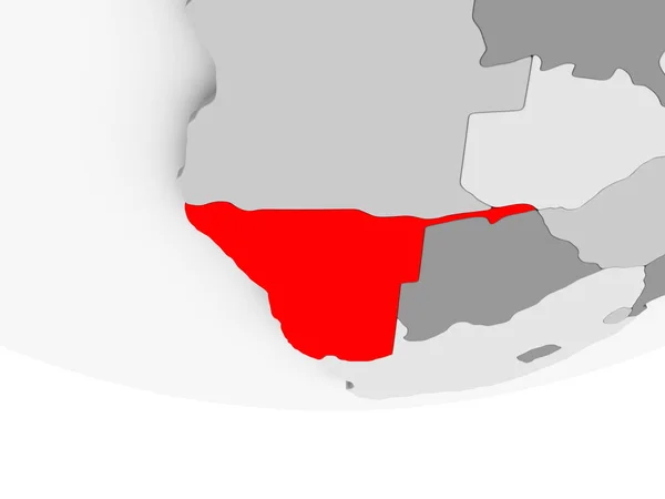 Mappa della Namibia sul globo politico grigio — Foto Stock