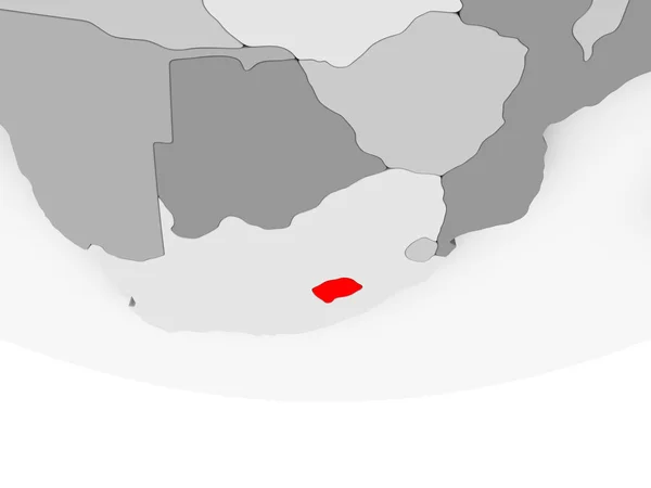 Mapa do Lesoto no globo político cinzento — Fotografia de Stock