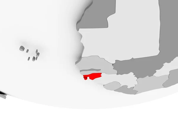 Karte von Guinea-Bissau auf grauem politischem Globus — Stockfoto