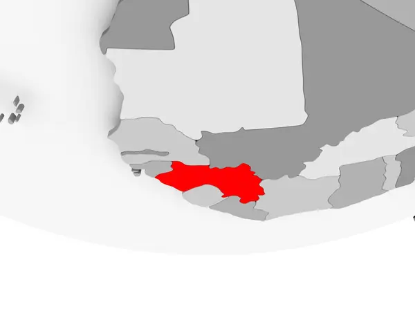 Karta över Guinea på grå politiska jordglob — Stockfoto