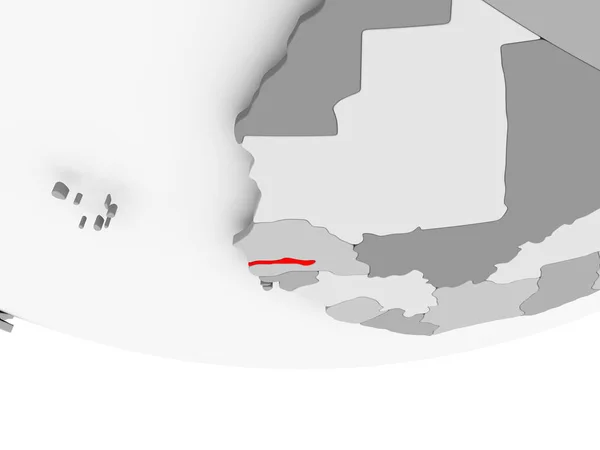 A szürke politikai globe Gambia Térkép — Stock Fotó