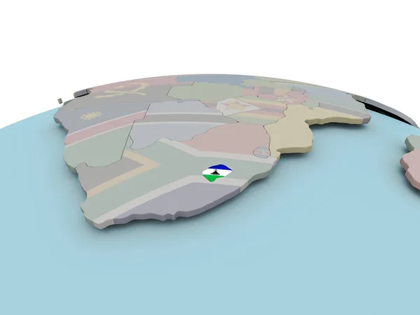 Mapa político de Lesotho en el mundo con la bandera —  Fotos de Stock