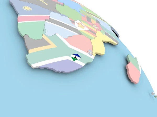 Флаг Лесото на глобусе — стоковое фото