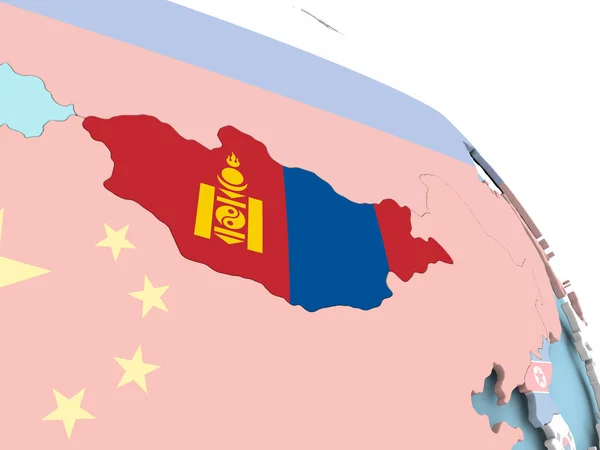 Mongolská vlajka na světě — Stock fotografie