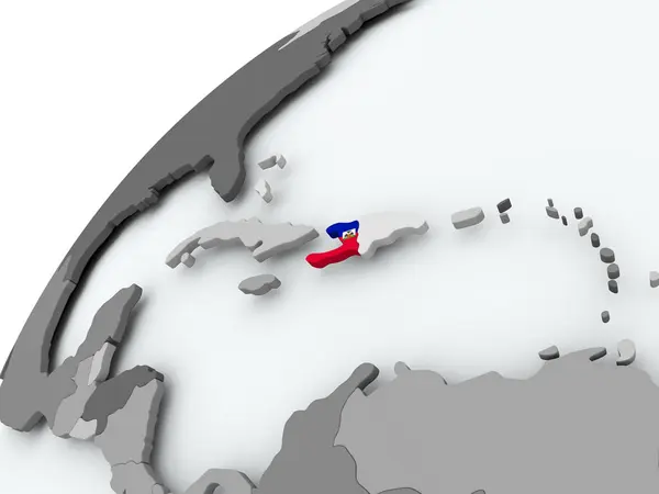 회색 세계에 아이티의 국기 — 스톡 사진