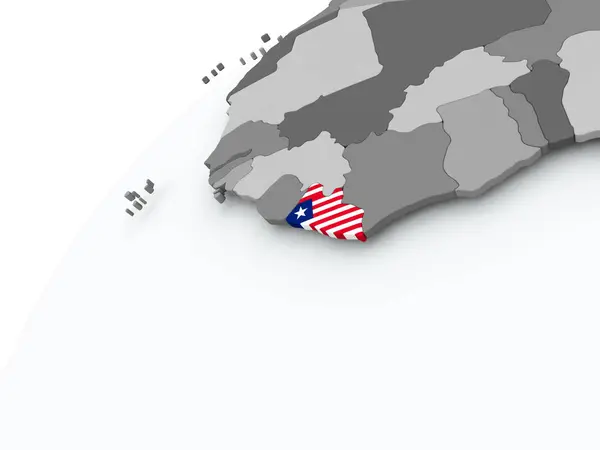 Flag of Liberia on grey globe — Stock Photo, Image