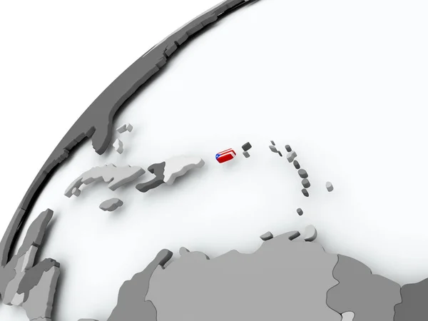 Прапор Пуерто-Ріко на сірий глобус — стокове фото