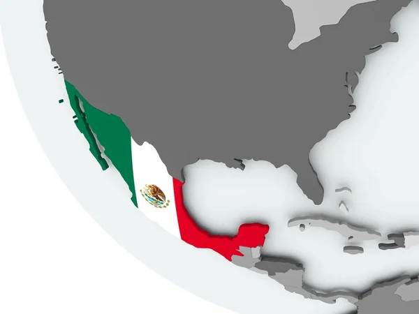 Flag of Mexico on political globe — Stock Photo, Image