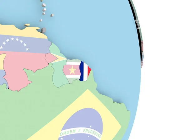 Frans-Guyana met vlag op de wereldbol — Stockfoto