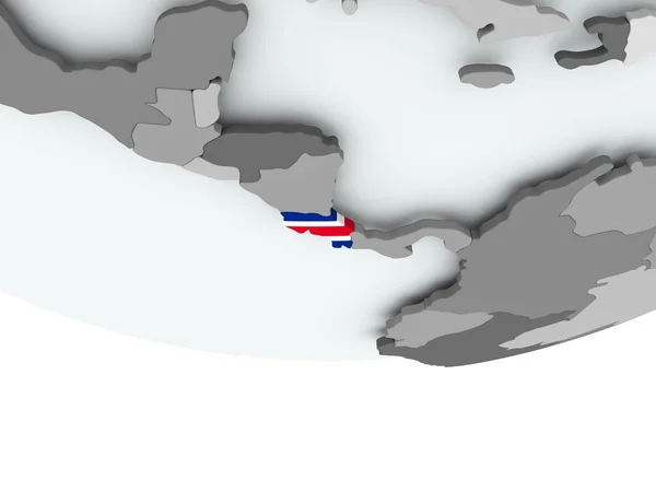 Costa Rica avec drapeau sur le globe — Photo