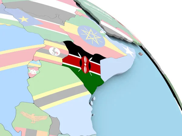 Bandera de Kenya en el mundo —  Fotos de Stock