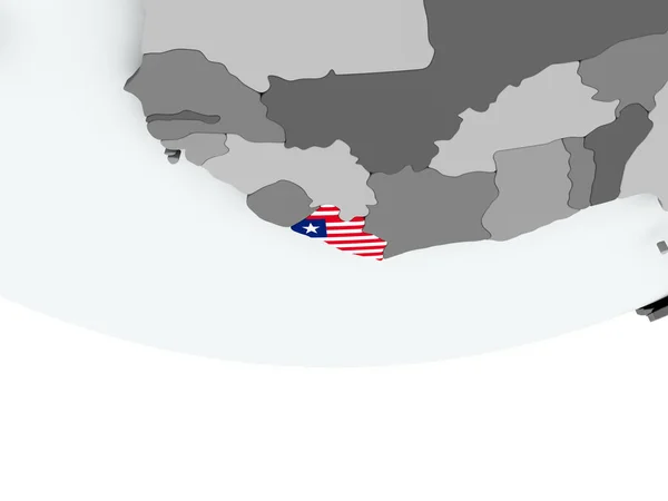 Liberia con bandiera sul globo — Foto Stock