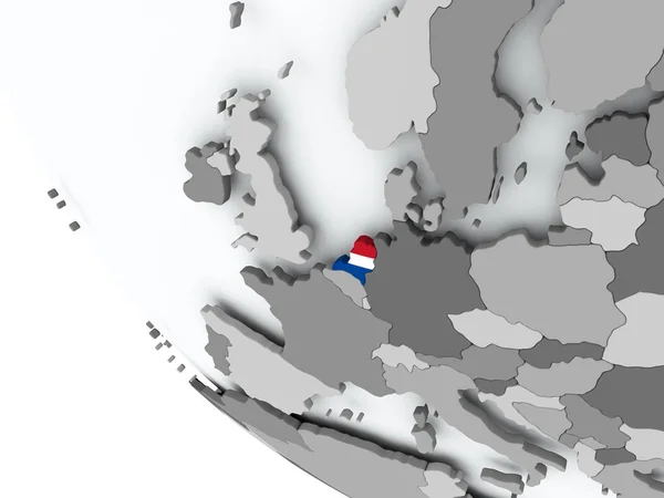 Прапор Нідерландів на політичні глобус — стокове фото