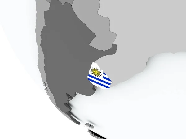 Flag of Uruguay on political globe — Stock Photo, Image