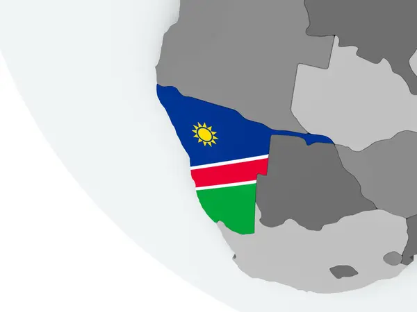 纳米比亚国旗在政治地球上 — 图库照片