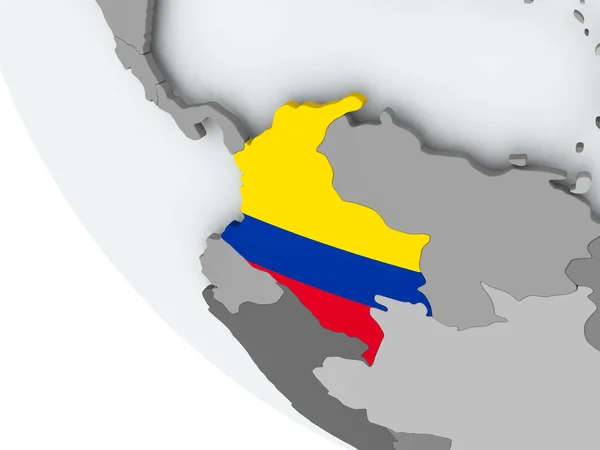 Bandeira da Colômbia no mundo político — Fotografia de Stock