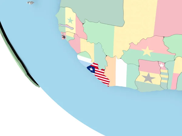 Liberia con bandera en el globo — Foto de Stock
