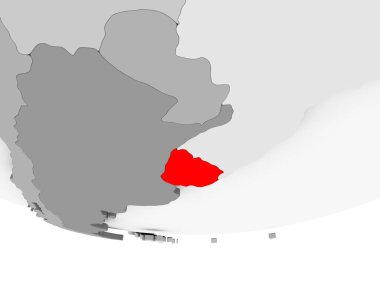 Uruguay Haritası gri siyasi dünya üzerinde
