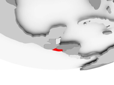 El Salvador Haritası gri siyasi dünya üzerinde