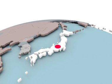 Japonya bayrağı ile dünya üzerinde siyasi Haritası