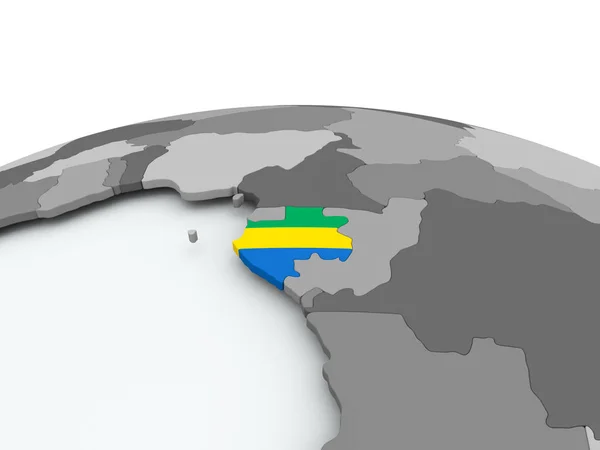 Vlajka Gabonu na zeměkouli — Stock fotografie