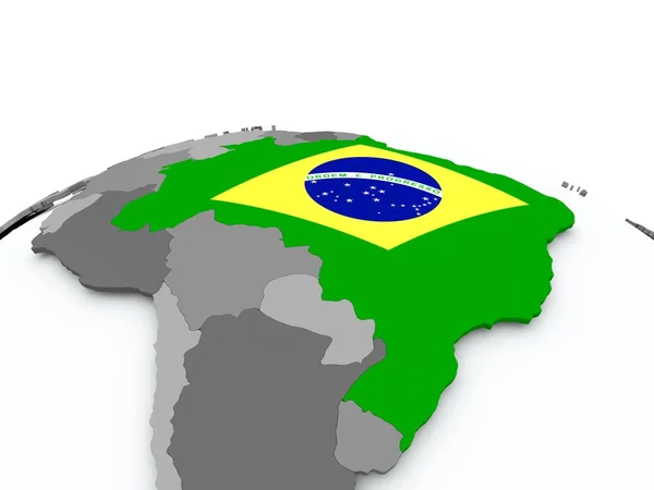 Bandeira do Brasil no globo — Fotografia de Stock