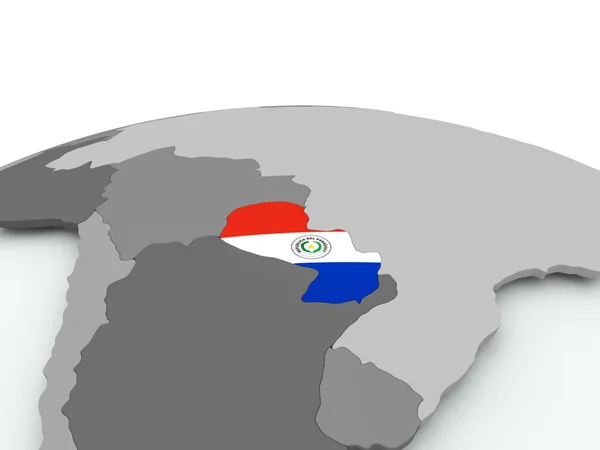 Bandiera del Paraguay sul globo — Foto Stock