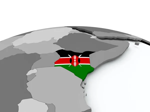 Flagge Kenias auf dem Globus — Stockfoto