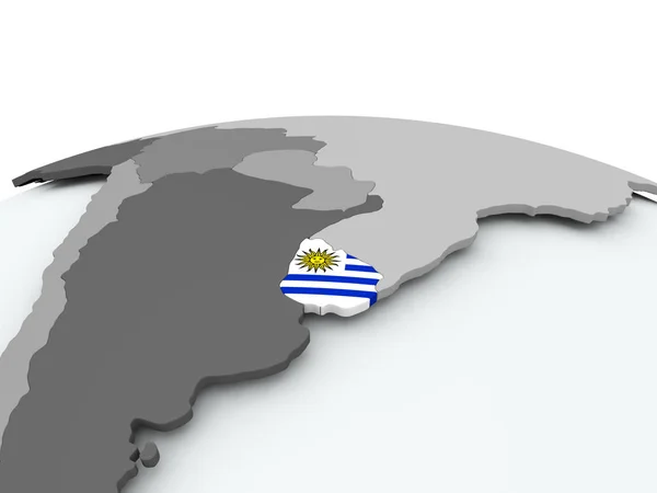 Flag of Uruguay on globe — Stock Photo, Image