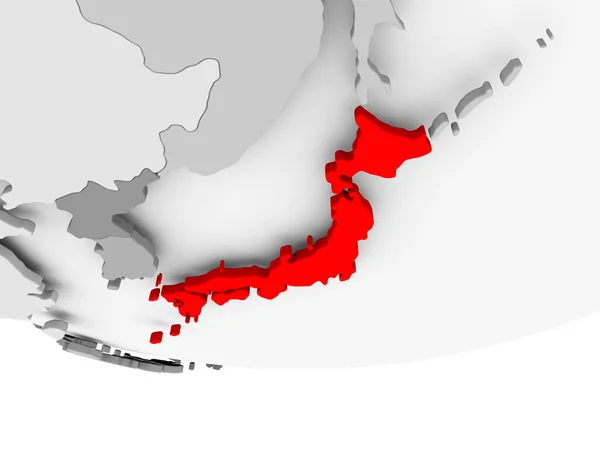 灰色政治全球上的日本地图 — 图库照片