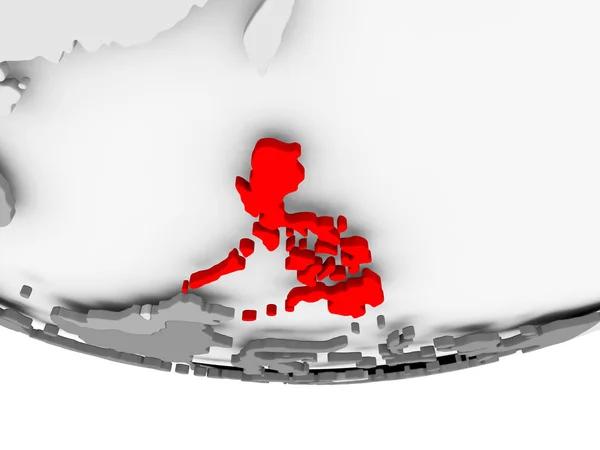 Χάρτης Φιλιππίνες γκρι πολιτικό πλανήτη — Φωτογραφία Αρχείου