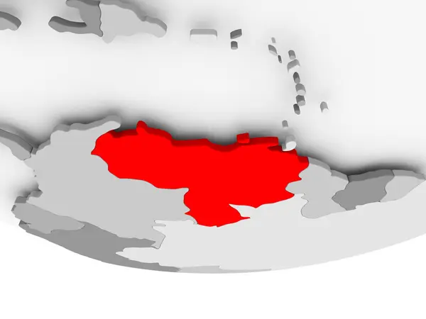Mapa Wenezueli na szary Globus polityczny — Zdjęcie stockowe