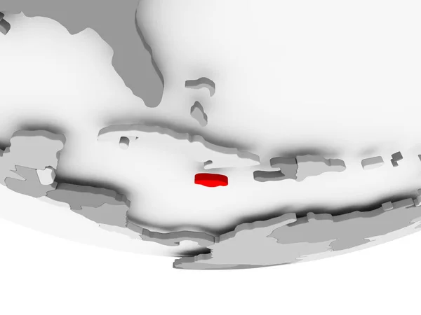 Mapa z Jamajki na szary Globus polityczny — Zdjęcie stockowe
