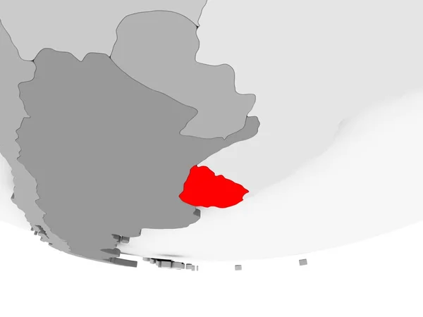 Mapa de Uruguay en el mundo político gris —  Fotos de Stock