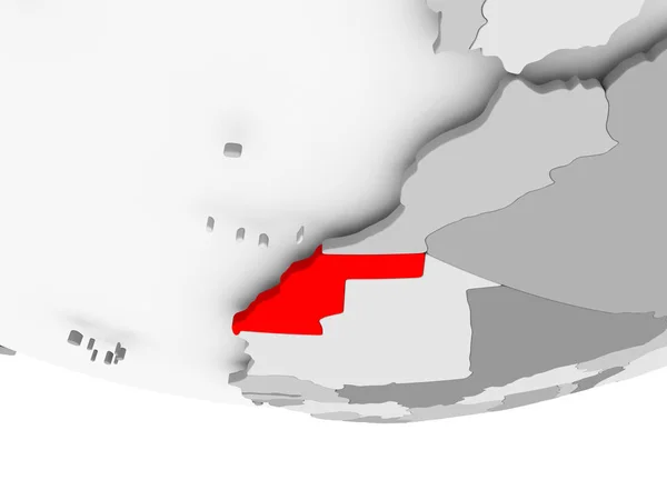 Mapa do Sara Ocidental no globo político cinzento — Fotografia de Stock