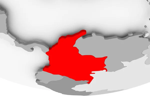 Mapa de Colombia en el mundo político gris —  Fotos de Stock