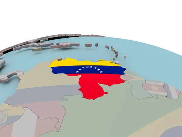 Πολιτικό χάρτη της Βενεζουέλας στον κόσμο με σημαία — Φωτογραφία Αρχείου