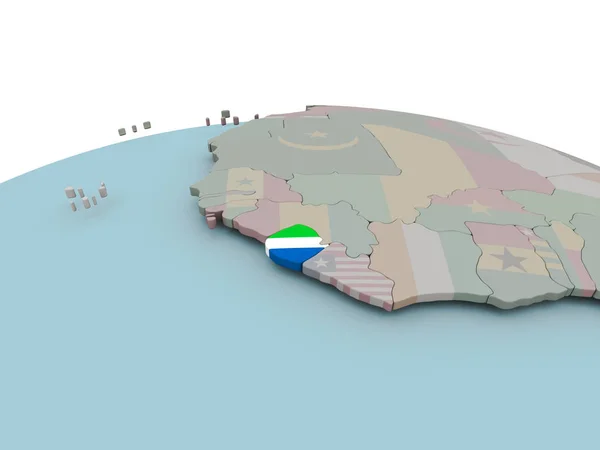 Политическая карта Сьерра-Леоне на планете с флагом — стоковое фото
