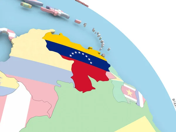 地球上的委内瑞拉国旗 — 图库照片