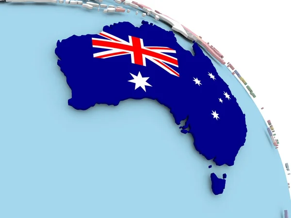 Flag of Australia on globe — Stock Photo, Image