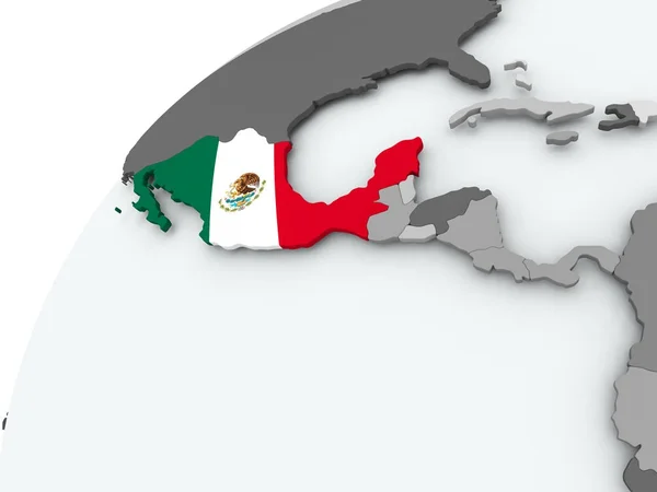 Vlag van Mexico op de grijze globe — Stockfoto