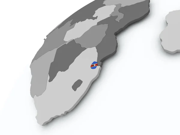 Flag of Swaziland on grey globe — Stock Photo, Image