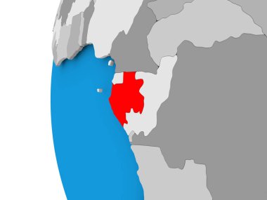 Gabon Haritası siyasi dünya üzerinde
