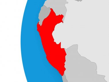 Peru Haritası siyasi dünya üzerinde