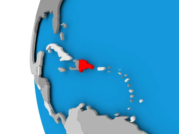 Kaart van Dominicaanse Republiek op politieke wereldbol — Stockfoto