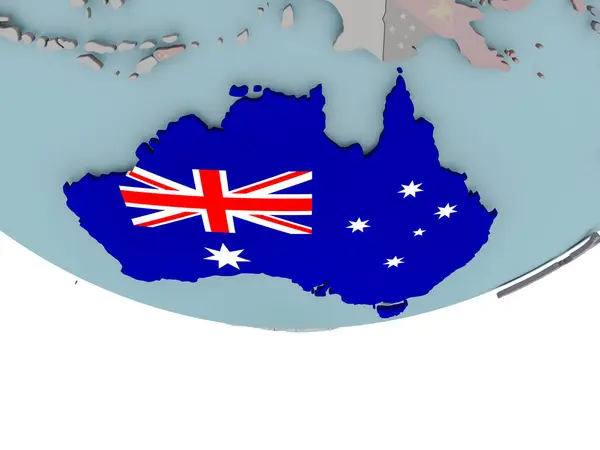 Australia with flag on globe — Stock Photo, Image