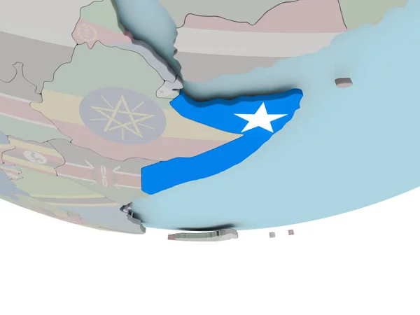 Somalia con bandera en el globo —  Fotos de Stock