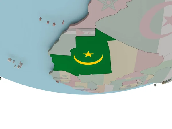 Mauritania con bandera en el globo —  Fotos de Stock