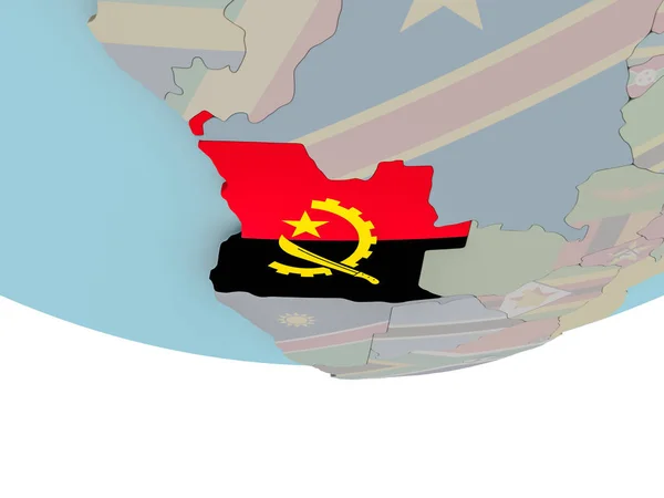Angola con bandiera sul globo — Foto Stock